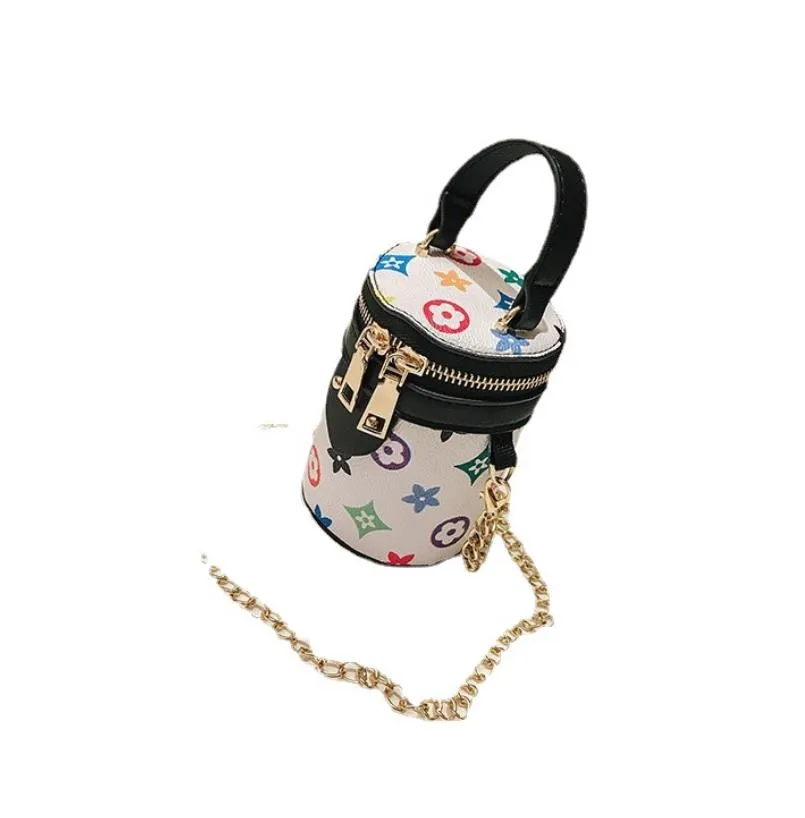 Luxury kids Designer bag PU letter print Ladies Handbags Women Messenger Bags mini child change bucket handbag with Metal belt gir316K