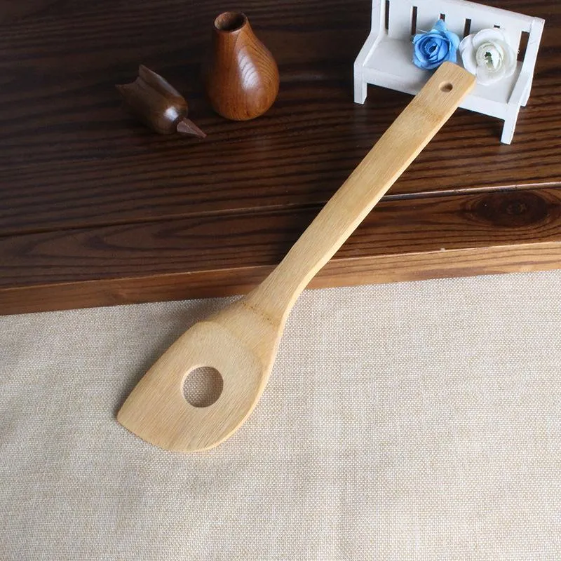 Bamboo spoon spatula 6 Styles Portable Wooden Utensil Kitchen Cooking Turners Slotted Mixing Holder Shovels EEA1395-4