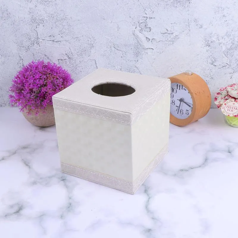 Tissue Boxes & Napkins Leather Box Square White Roll Paper Holder Napkin Case For Home Car Restaurant