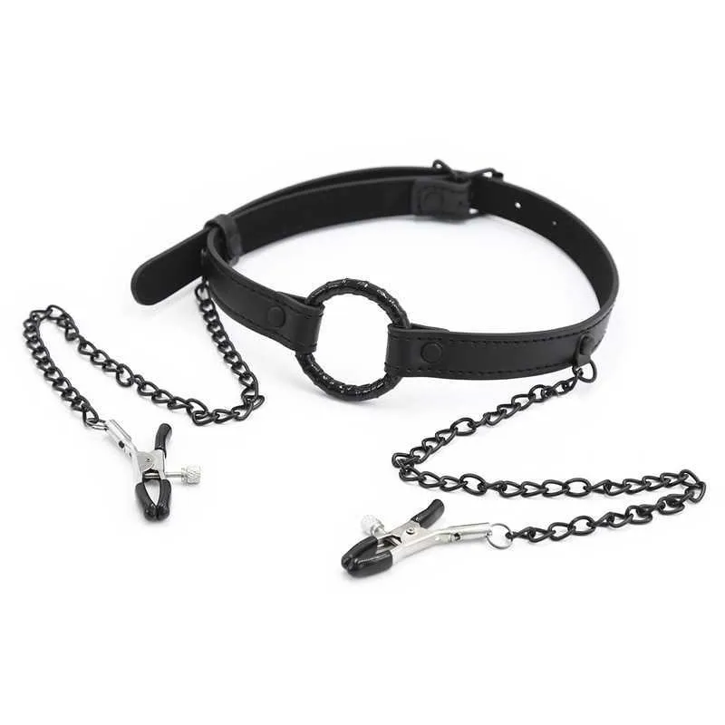 Ouch! Ball Gag with Nipple Clamps main image 1