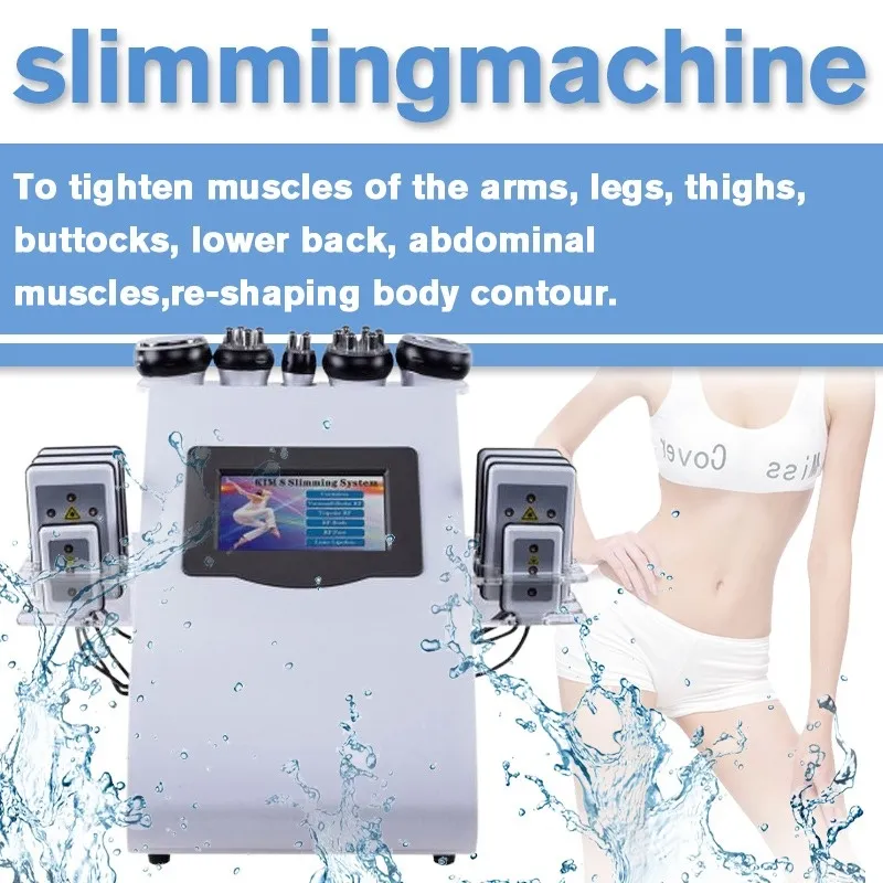 Slimming Machine 6 in 1 Ultrasonik 40K Kavitasyon Vakum Radyo Frekansı SPA DHL için 5MHz RF