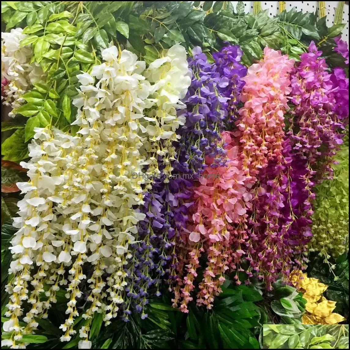 110cm Wisteria Wedding Decor 6 colors Artificial Decorative Flowers Garlands for Party Wedding Home with Free Shipping