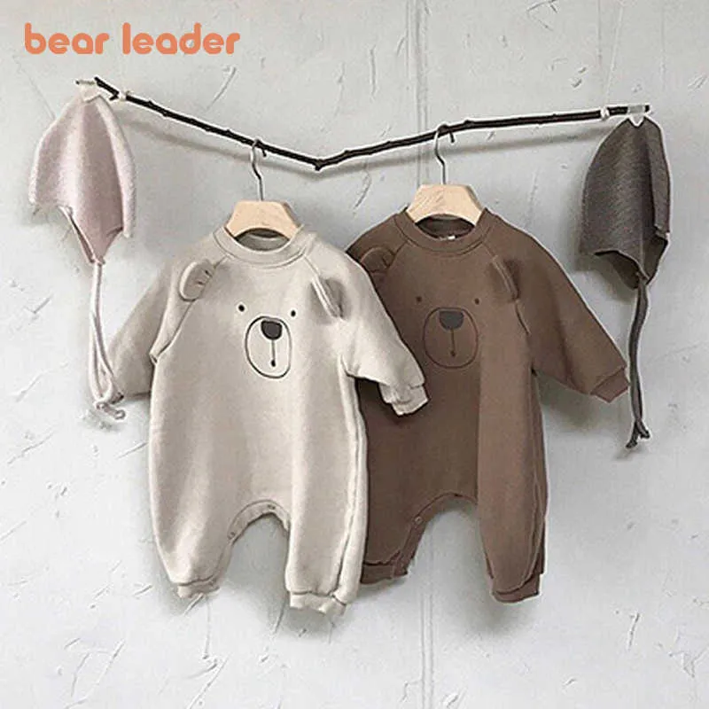 Bear Leader Spring Baby Cartoon Söt Rompers Mode Spädbarn Flickor Boys Kläder Full Sleeve Spädbarn Playsuit Borns Kostymer 210708