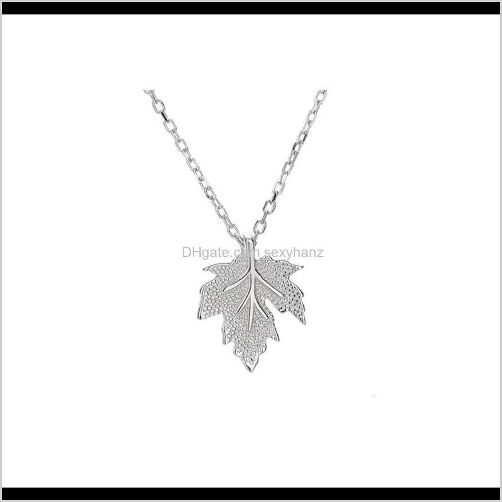 pendants nature style aesthetic temperament maple leaf necklace mori female 925 silver clavicle chain valentine`s day gift