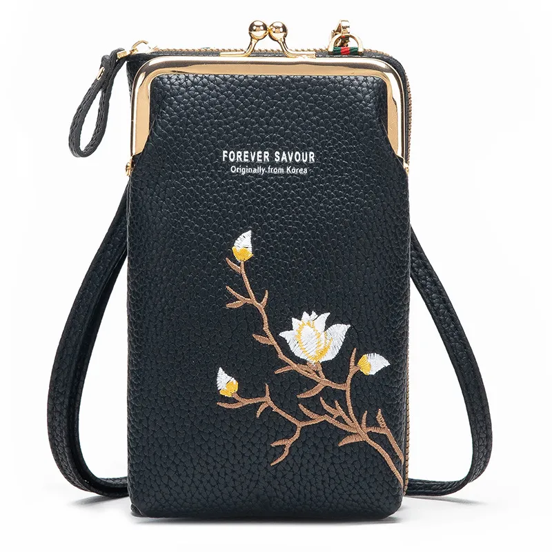Womens Solid Color Mini Mobile Phone Pouch Versatile Womens