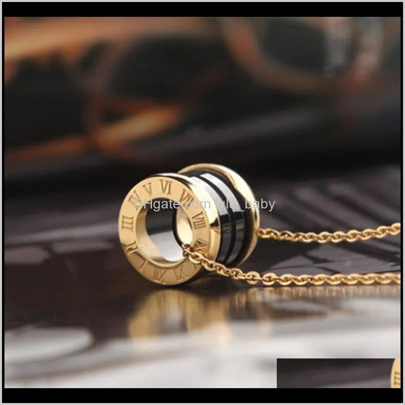 fashion white pendant gold luxury gun numeral ceramic men mens necklace roman jewelry for black stainless steel chains designer women