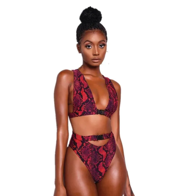 Snake print high deals waisted bikini