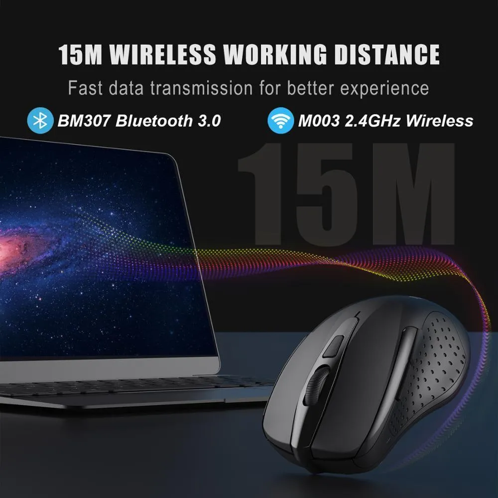 Tecknet Optical Wireless Mouse 2600dpi 2 Desktop Notebook PC LJ163G에 대한 USB 수신기 컴퓨터 매력이있는 4GHz 무선 인체 공학 마우스