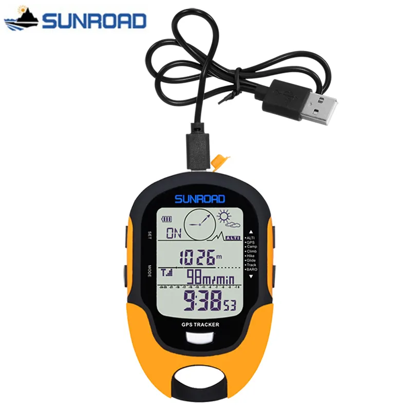 Sunroad Bolso Assista Mulheres Homens Digital LCD Altímetro Barômetro Compasso Termômetro Reloj GPS Lanterna Relógio USB Recarregável
