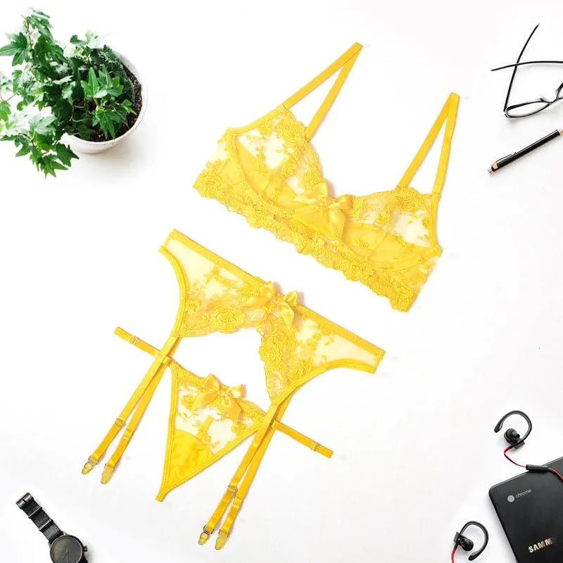 Hot Sale Lingerie Sexy Women Seamless Palm Cup Push Up Underwear Tassel  Embroidery Lace Bra Set Yellow Lucky Girl Gift Intimates - AliExpress