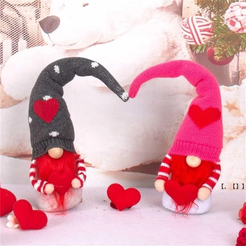 NewValentine's Day Couple Love Heart Decoration Rudolph Faceless Dwarf Doll Party Home Restaurant Tabletop Window Props Presenter RRA10656