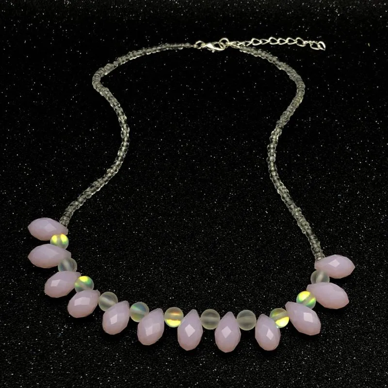 Collier de déclaration de mode pour femmes, pendentif en perles d'opalite blanche et cristal rose, collier de fête Original KBJW, 2021