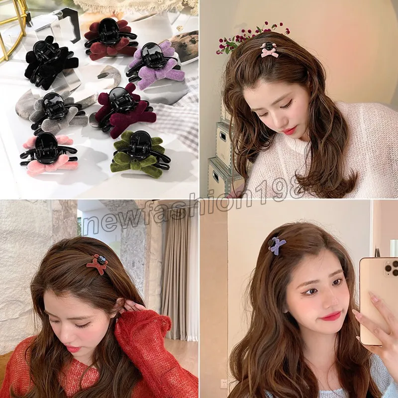 Colore puro Bowknot Piccola forcina per ragazze Clip per bordi decorativi Autunno/Inverno Fermagli per capelli a farfalla da donna Accessori per capelli