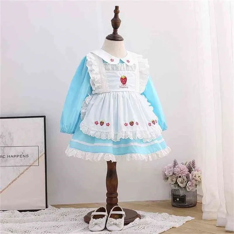 Çocuk İspanyol Giyim Kızlar Vintage Elbise Pamuk Frock Embrodery Çiçek Toddler Ispanya Fantezi Balığa 210615