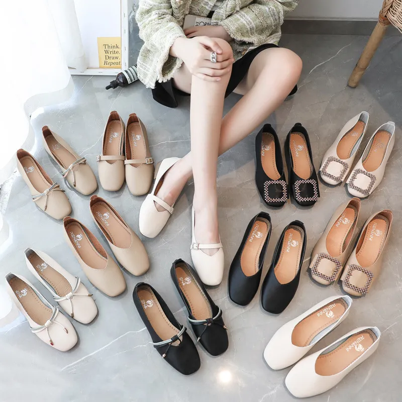 Tendão Sole Sole Single Shoe Flat Women's Verão 2021 Moda Mulheres Casuais Autumn Beas Sapatos 36-40 Escolha o tamanho grande e geralmente