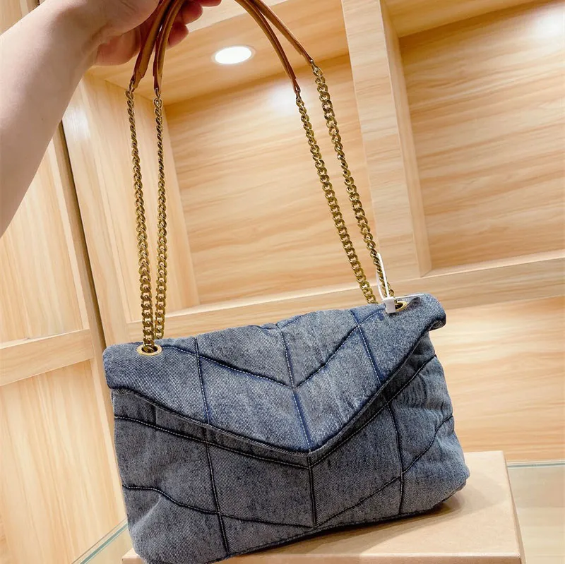 2021 Designer Bag Lady large Shoulder Bags loulou puffer washed denim high quality totes handbag two colors 30 * 19cm