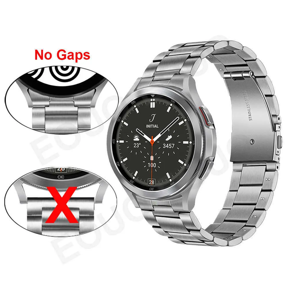 Bracelet en acier inoxydable sans lacunes pour Samsung Galaxy Watch 4 Classic 46mm 42mm / watch4 44mm 40mm Bracelet en métal à extrémité incurvée H0915