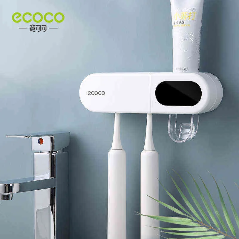 Ecoco dubbele sterilisatie elektrische tandenborstelhouder sterke belastingdragende tandpasta dispenser smart display bad accessoires 2111214F