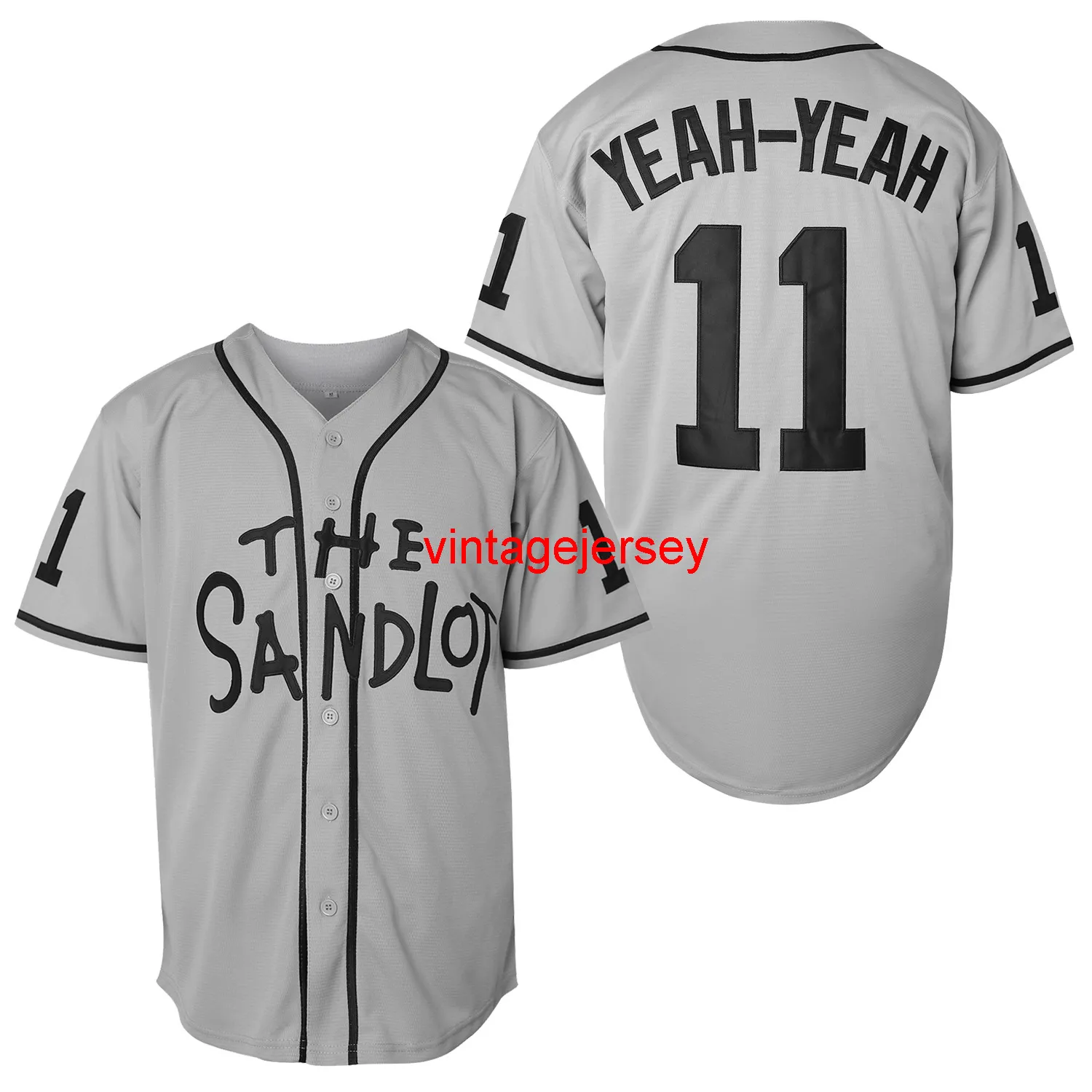 #11 Alan Yeah-Yeah Plain Hip Hop Apparel Hipster Baseball Clothing Button Down Shirts Sports Uniforms Herr Jersey Gray S-XXXL