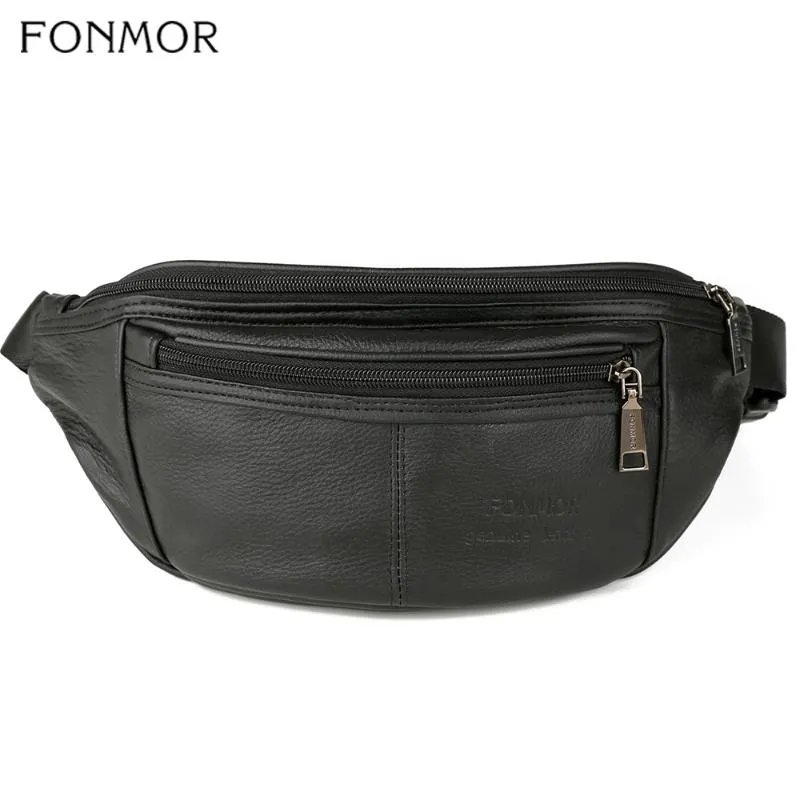 Sacos de cintura Fonmor Womens AntiDeft Bag Fanny Pack Genuíno Cinto de Couro Bolsa Pequeno Telefone Chave Preto Homens Blacks Unisex