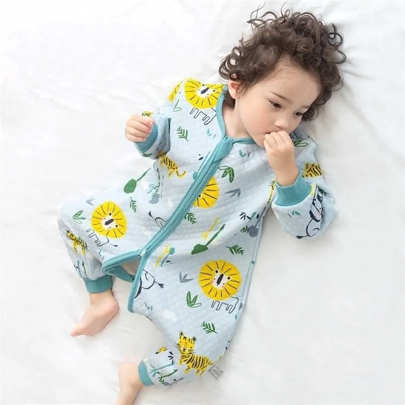 Baby sovsäck tecknad infantil vår höst för bomull toddler sömn säck barn slaapzak säng mjuka barn pyjamas jumpsuit 211101