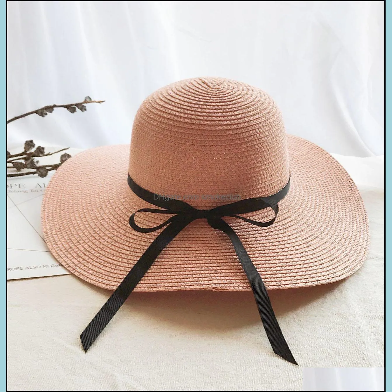 Summer Girls Princess Hats Home Children`s Beach Kids Hollowed-out Sunhats Baby Fashion Straw Hat Bows