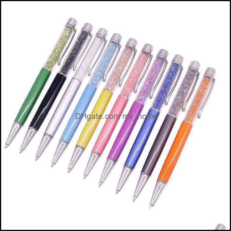 20 Pcs Crystal pen Metal ballpoint Gift Pen Capacitor Student stationery office writing promotion 220110