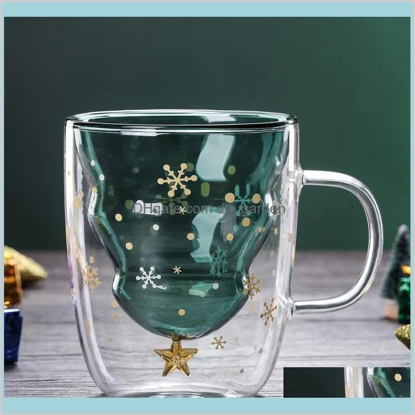 Christmas Tree Glass Cup Mugs Heat