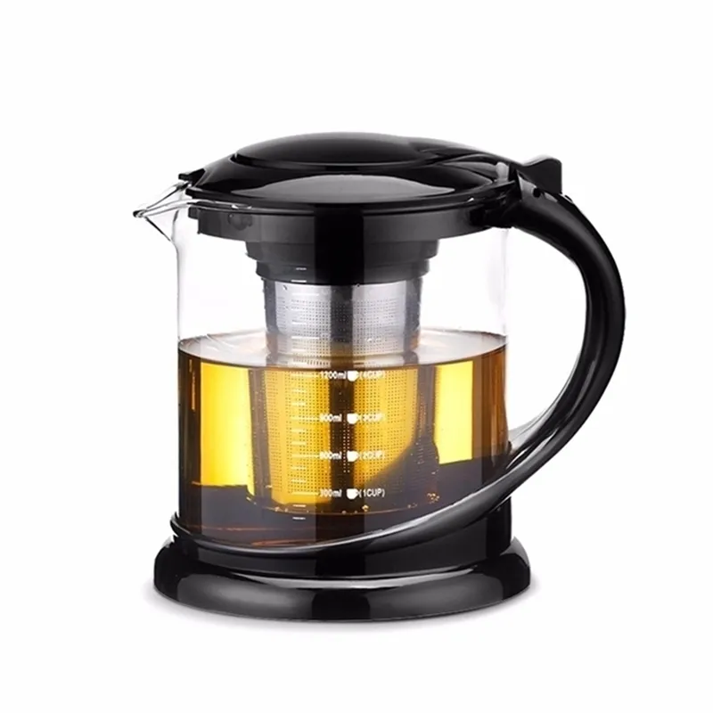 Grote capaciteit dikke glazen bubble theepot, borosilicaat pot bloem thee set Puer ketel koffie theepot handig met infuser 210724