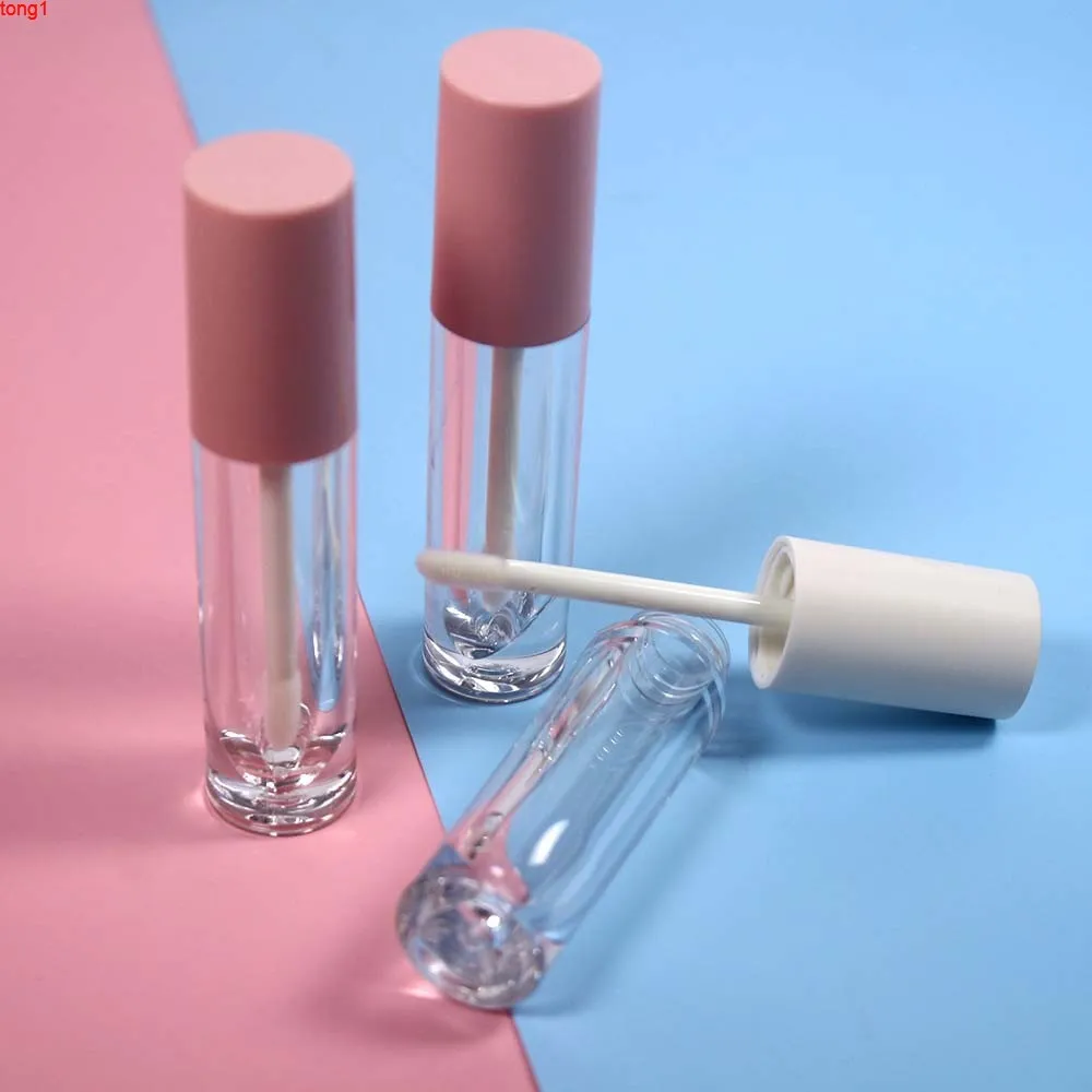 30pcs Bulk 5ml Round Thickened Transparent Lip Gloss Tube Cosmetic White Pink Lid Lipgloss Packaging Containergood qty
