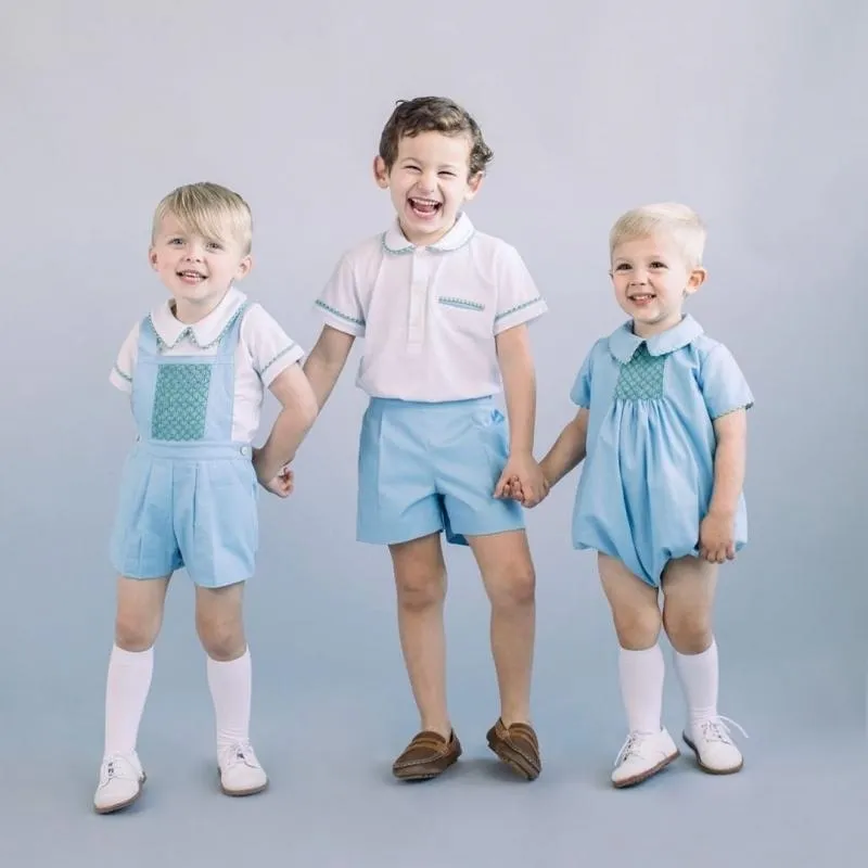 2 uds. De ropa española para bebé, conjunto de ropa de Boutique, traje de fiesta de cumpleaños infantil, trajes ahumados para niños pequeños, traje de hermano 210615