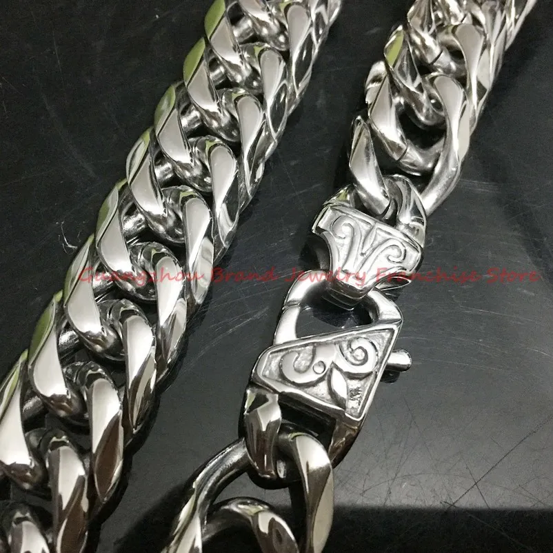 Высокое качество 13/16 мм 7-40 серебряный цвет 316L окрашивание мужчин классные кубинские тяжелые ссылки цепи ожерелье X0509