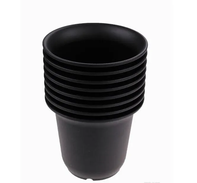 5 Size Dull Polish Plastic Pots For Plants Cuttings Seedlings Durable Breathable Succulent Black