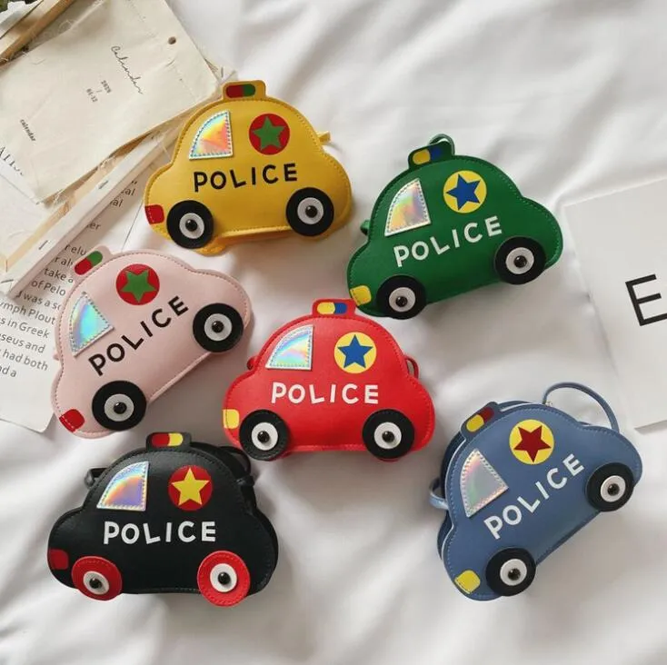 صبي بنات الشرطة سيارة الكرتون لطيف الجسم حقيبة بوتيك بو الاطفال حقائب واحدة الكتف هدية عيد الميلاد