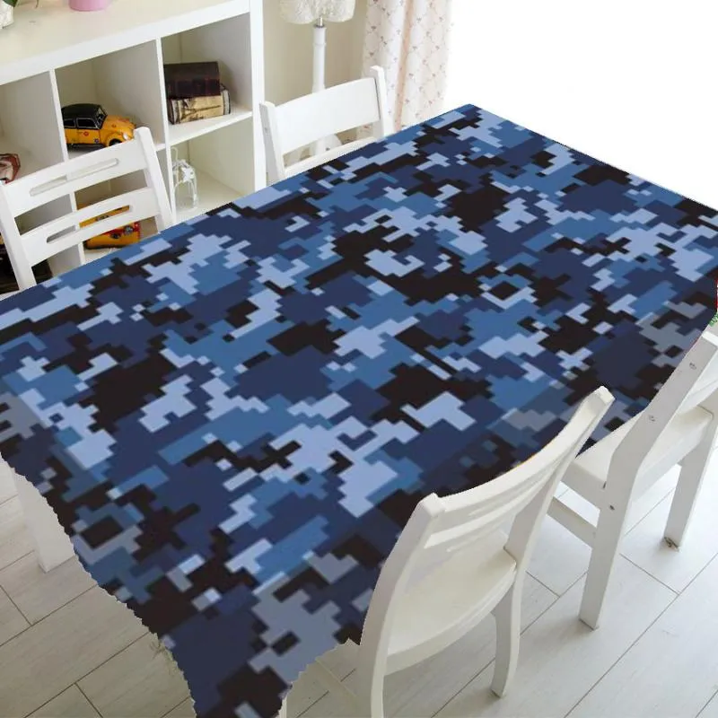Table Cloth Modern Blue Digital Pixel Camo Tablecloth Rectangle Square