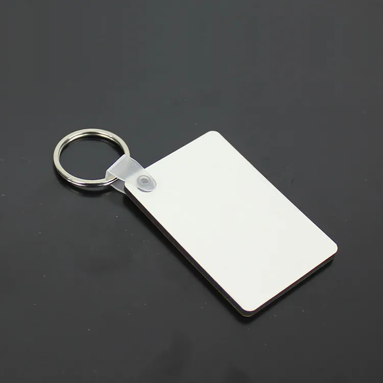 Sublimação em branco Retângulo Hardboard Keychain DIY Impressão MDF Madeira Chaveiros Promocionais Presente Acessórios Transferência de Calor Correntes