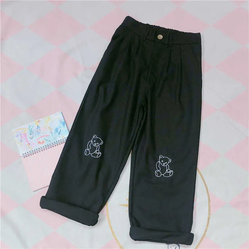 Kawaii Bear Embroidered Princess Polly Archer Pants For Women Loose Fit,  Thin, And Cute From Bai05, $19.93