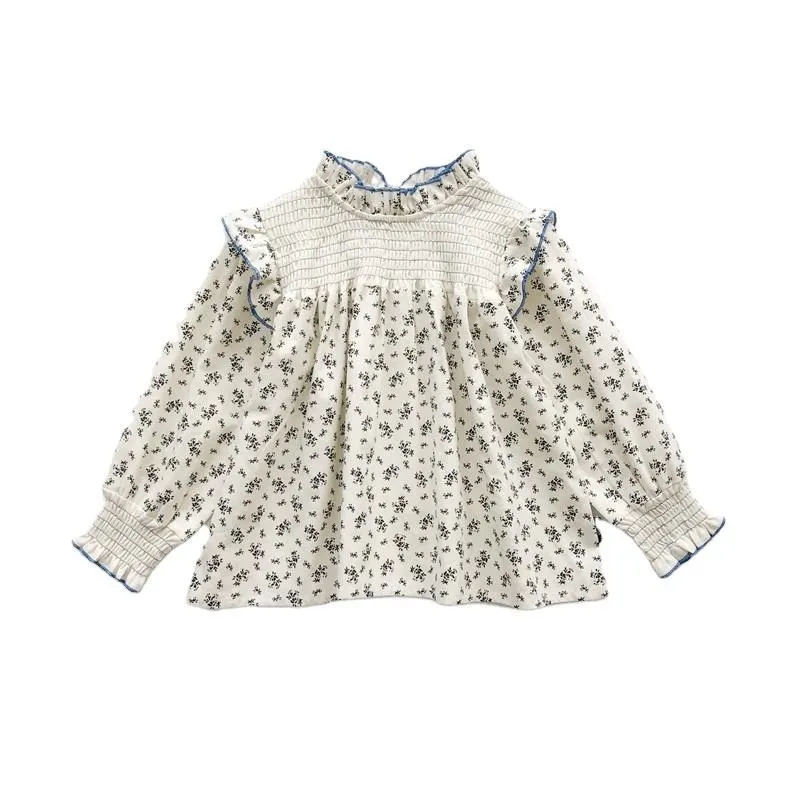 Baby girls floral shirt children's cotton long-sleeved toddler girl fall clothes blouse 210515