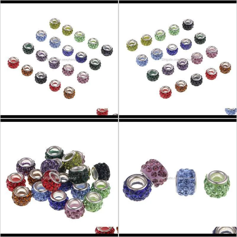 20pcs 10mm clay pave disco crystal beads large hole for diy jewelry making