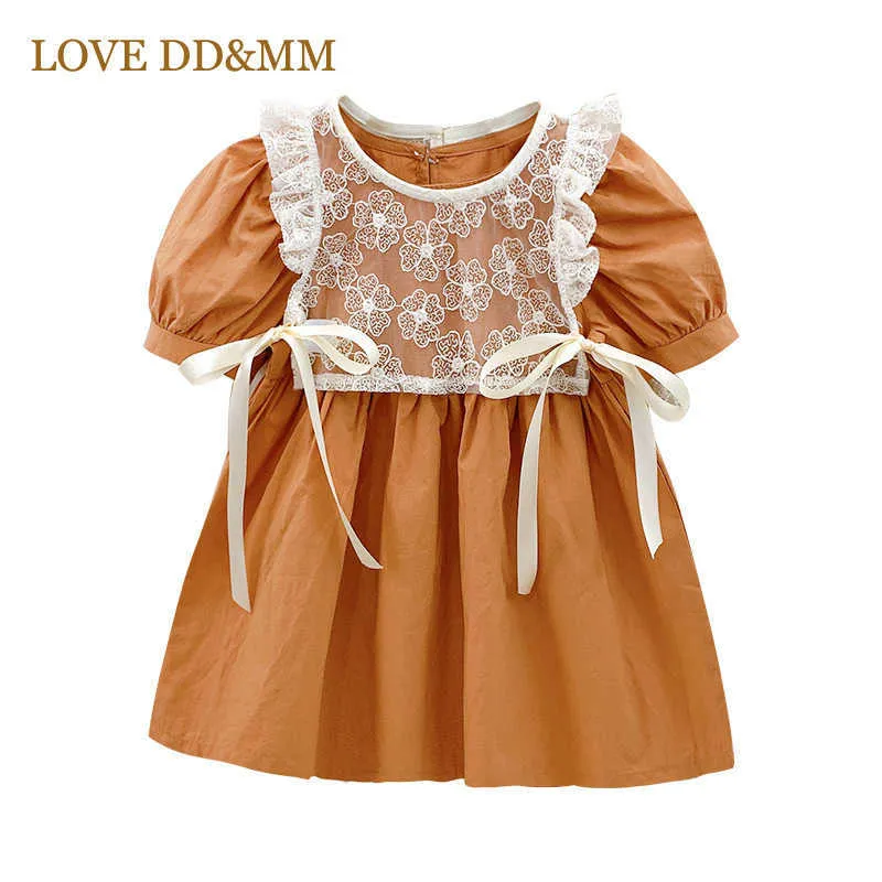 AMOUR DDMM Filles Robes D'été Casual Dentelle Robe Courte Enfants Doux Costume Enfants Fête Bébé Vêtements 3-8 Y 210715