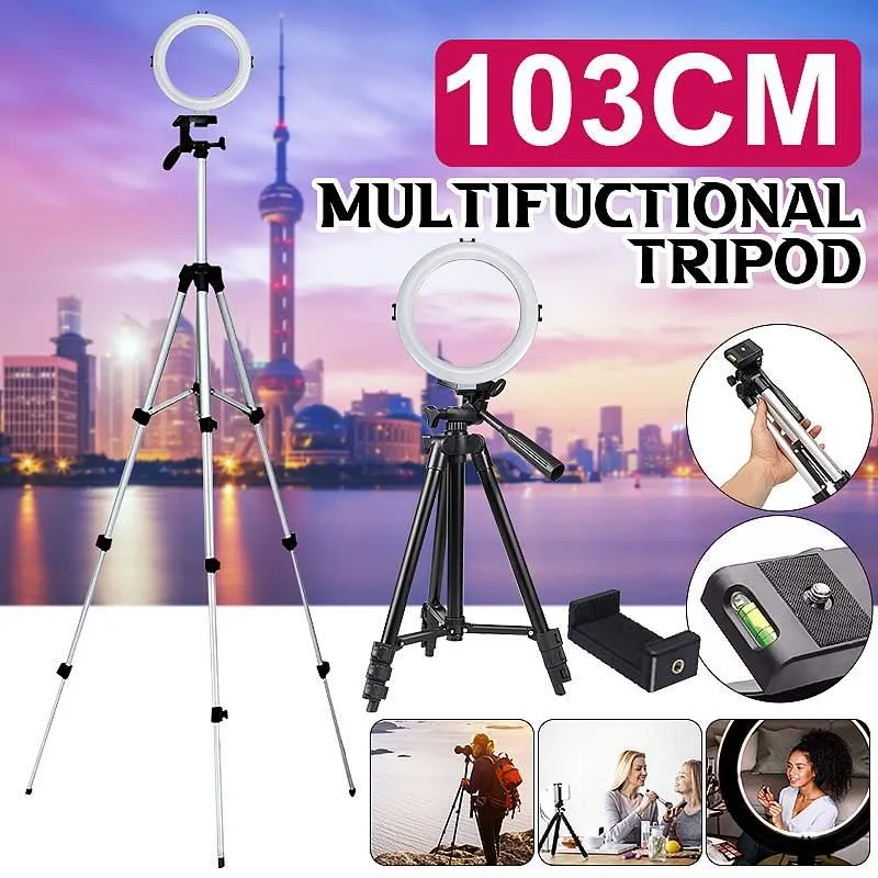 Trípode portátil para cámara, soporte para teléfono inteligente, trípode para teléfono móvil de escritorio, 35-102cm, conjunto de Clip de vídeo de montaje Flexible ajustable, trípodes