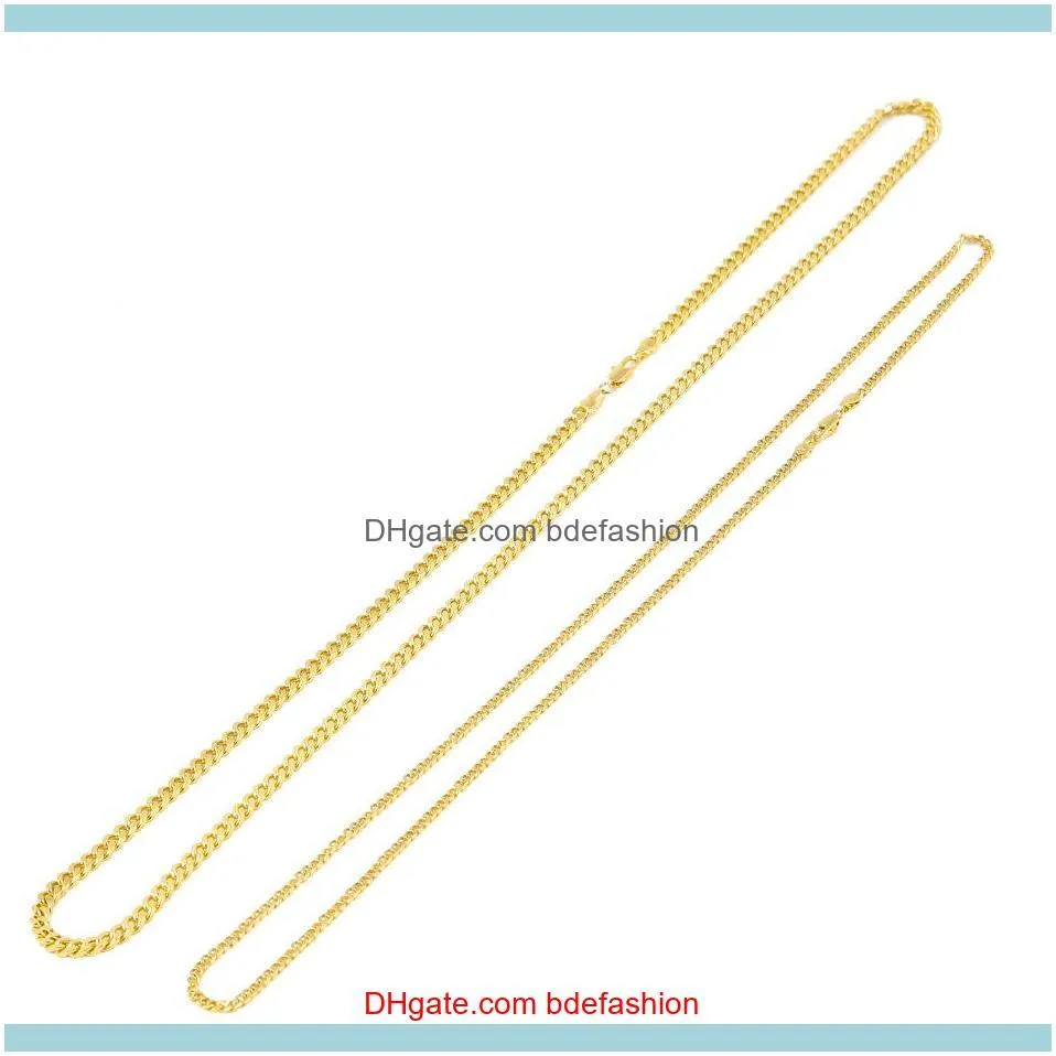 Hip Hop Men Chain Fashion Silver Gold Plated 3mm*20/24inch 5mm*30inch  cuban link chain Alloy Jewelry Accessories