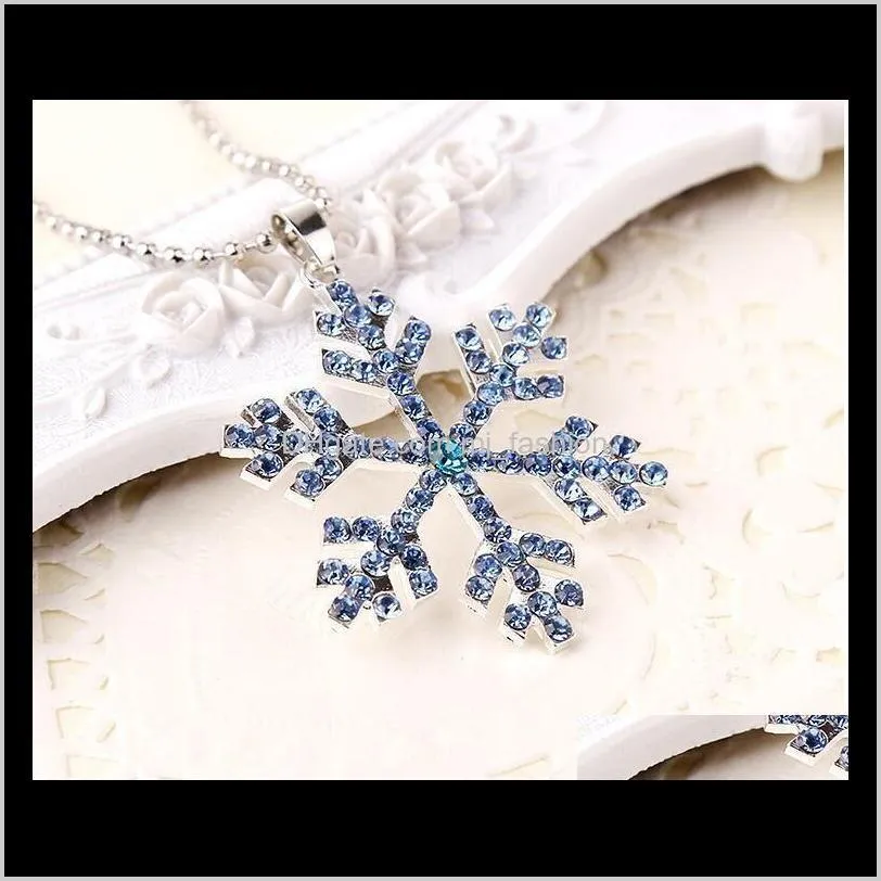 rhinestone snowflake pendant statement necklace crystal cartoon necklace ps0776