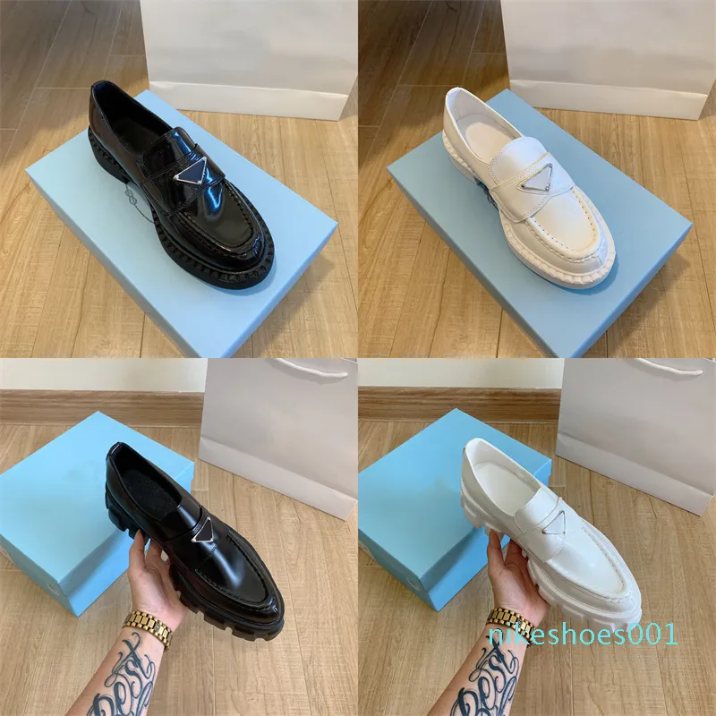 2021 mode chaussures habillées femmes fête de mariage qualité en cuir talon haut plat chaussure affaires formel mocassins social chunky avec Original Box10