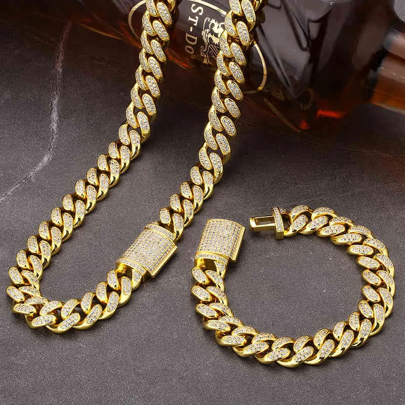 Hip Hop Hip Hop Jewelry 12mm White Gold Plated Iced Out Cuban