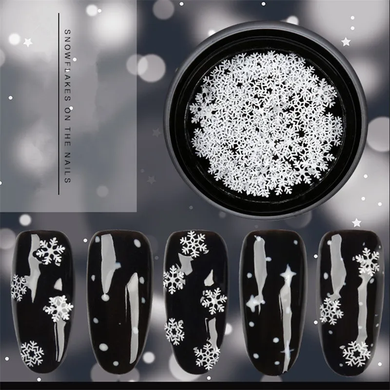 Wielorakie naklejki na paznokcie Naklejki do paznokci sztuki Ultra-cienki Boże Narodzenie Białe Snowflake Cekiny