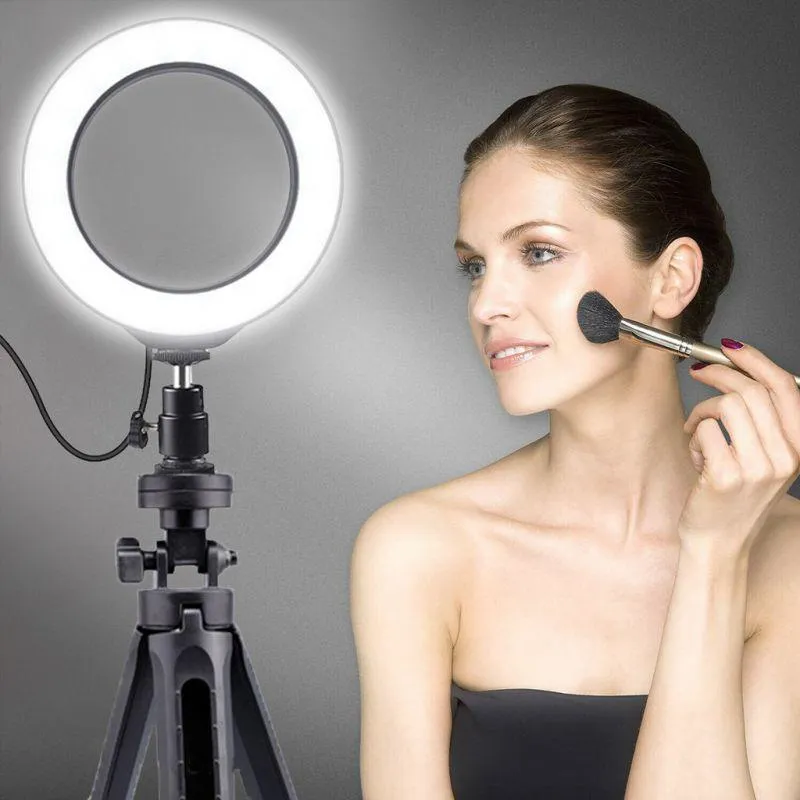 Lampenabdeckungen Shades 6" LED-Ringlicht Pographic Selfie Lghting mit Stativ für Smartphone Makeup Video Studio