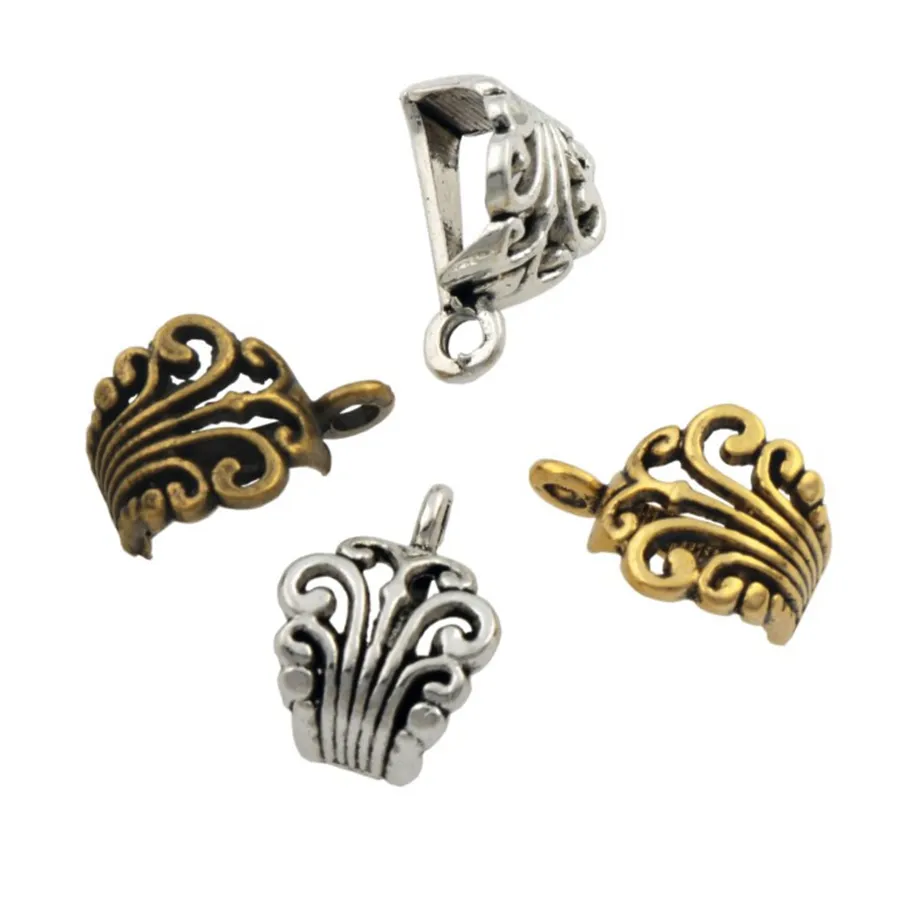 Alloy Hollow Butterfly Flower Connectors Loose Pärlor Bails Antik Silver / Guld / Brons Fit Charm European Armband L683 210pcs / Lot