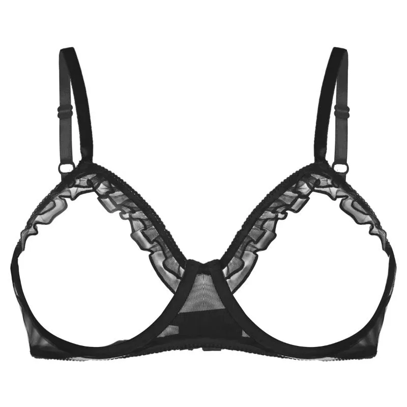 Lencer a Sexy Para Mujer Bralette Transparente Copas Abiertas