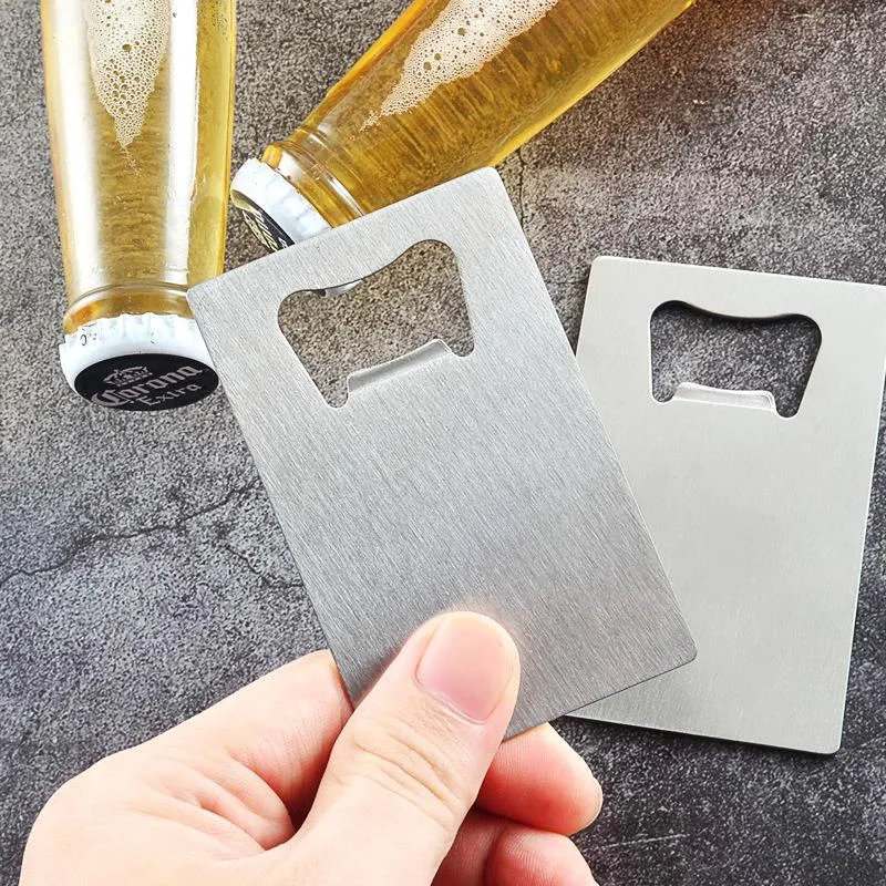 Polybag Packing Pocket Wallet Size Stainless Steel Credit Card Beer Bottle Opener Can Openers Kitchen Tool DH0988